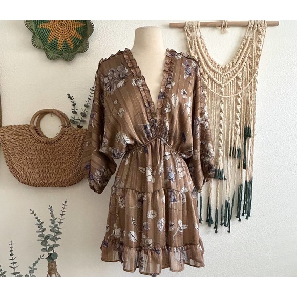 Vici Dresses Vici Metallic Miss You So Ruffle Tiered Babydoll Dress